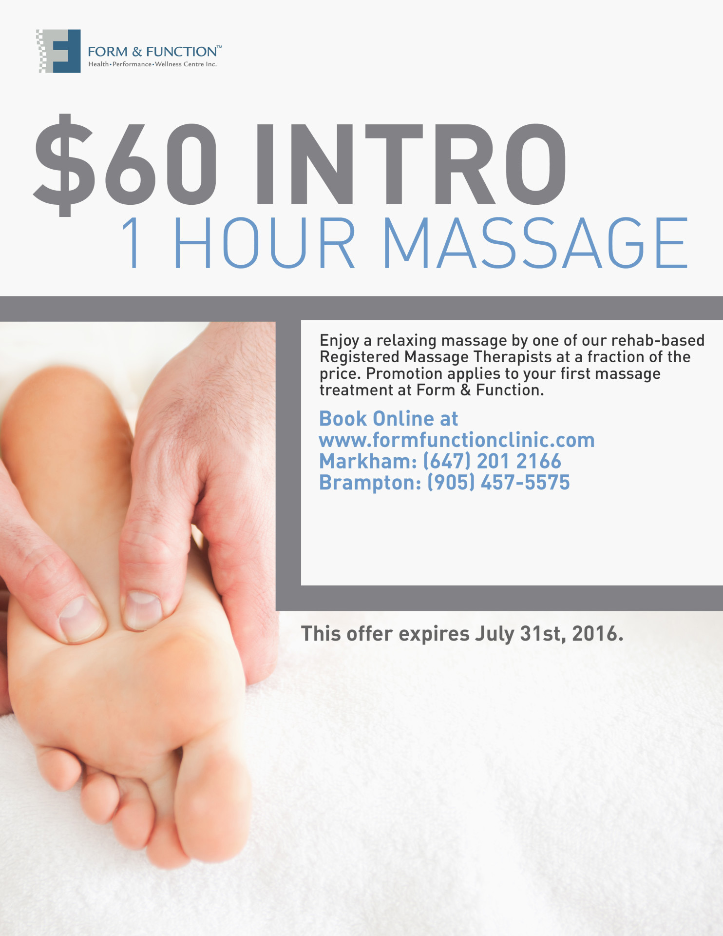 60 Intro 1 Hour Massage Physiotherapy Clinic And Rehab Centre Markham 1020